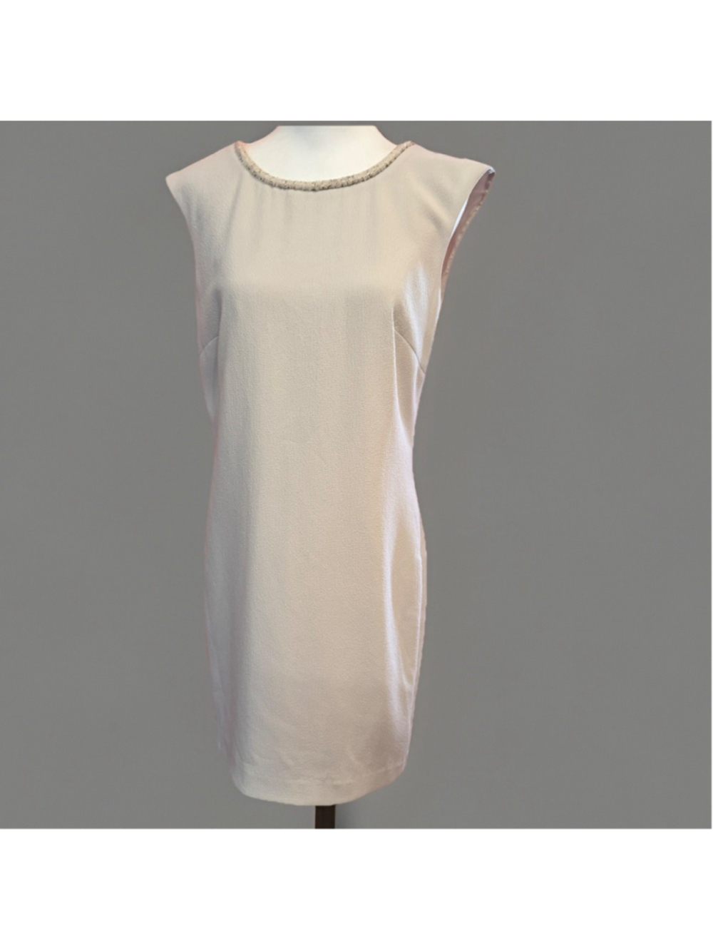 Trina Turk Women's Rivas Jewel Neckline Sleeveless Scoop Back Dress Cream M 8/10